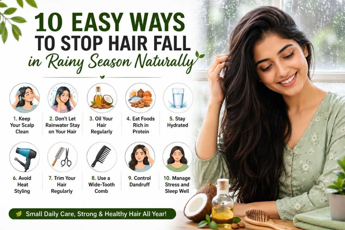 10 Easy Ways to Stop Hair Fall in Rainy Season Naturally